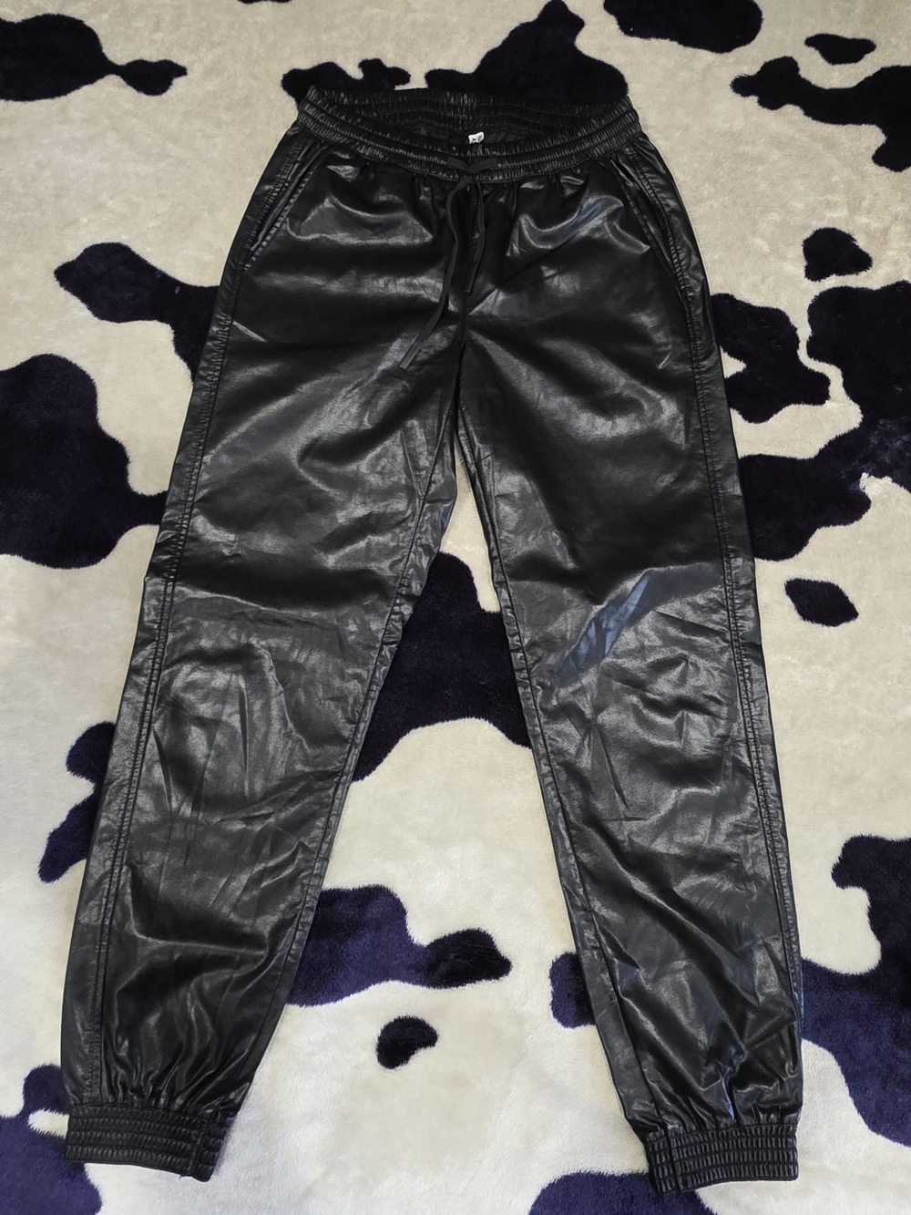 Zara Black Faux Leather Jogger Pants